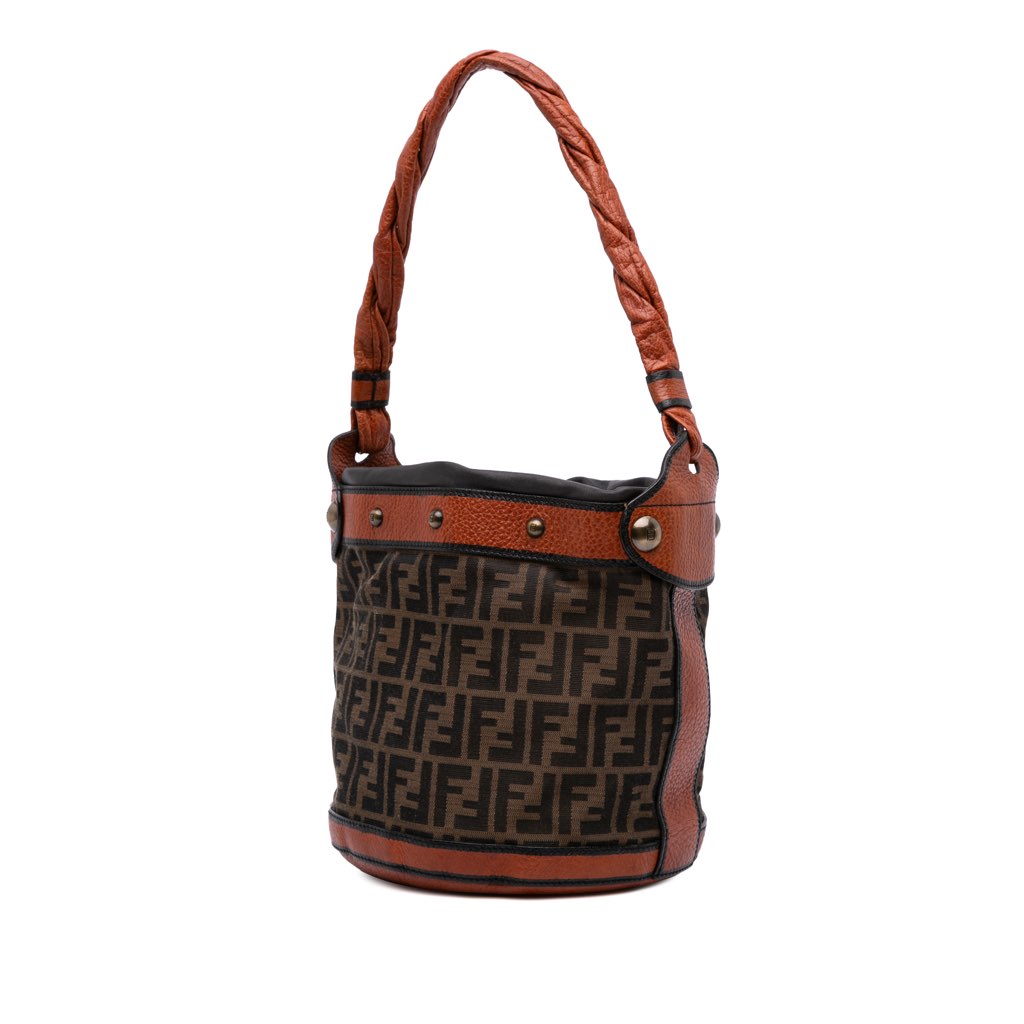 Fendi Zucca Canvas Palazzo Bucket Bag - Back view