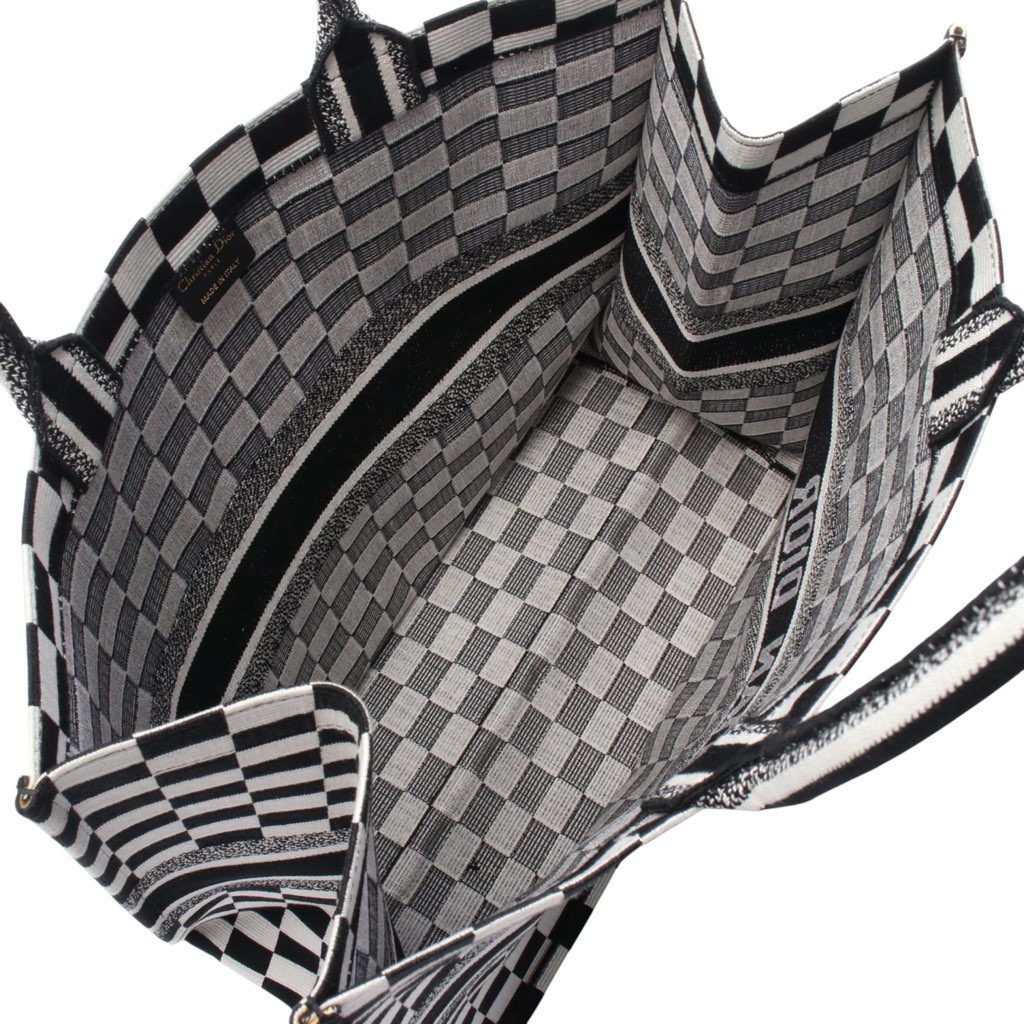 Dior Large Embroidered Canvas Checkered Book Tote - 3