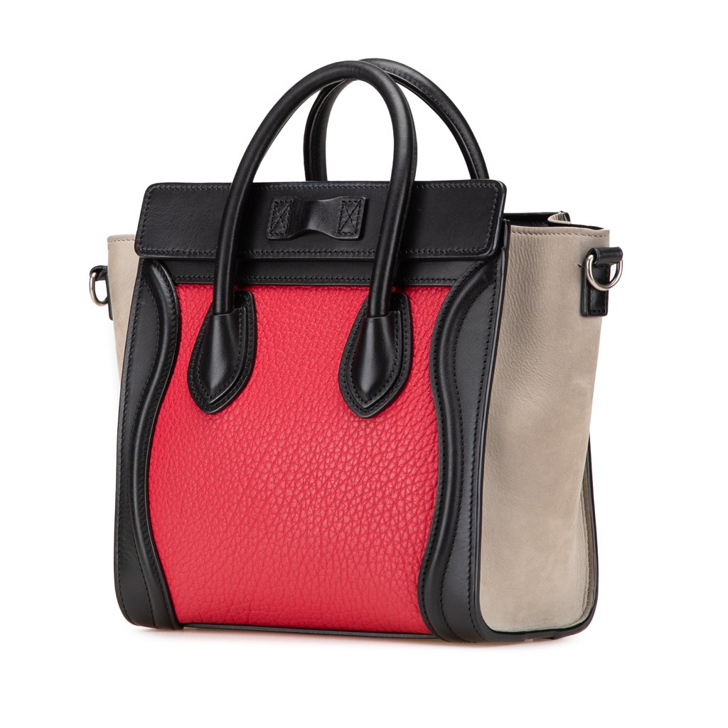 Celine Nano Tricolor Nubuck and Calfskin Luggage Tote - Back view