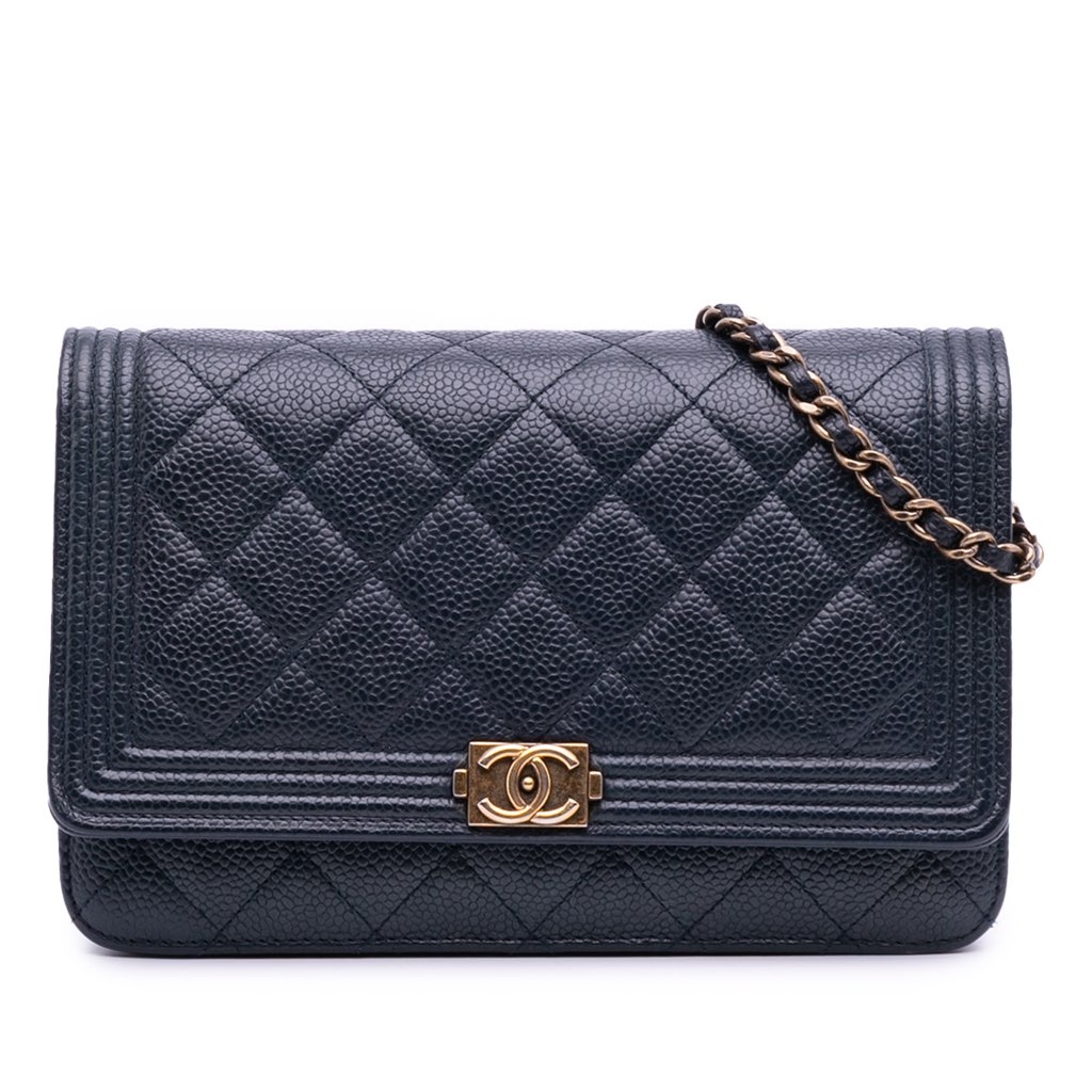 Chanel Quilted Caviar Boy Wallet on Chain
