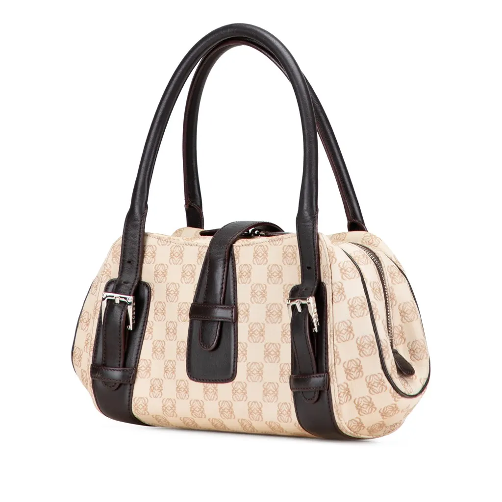 Loewe Anagram Canvas Senda Handbag Brown Canvas Good - Back View