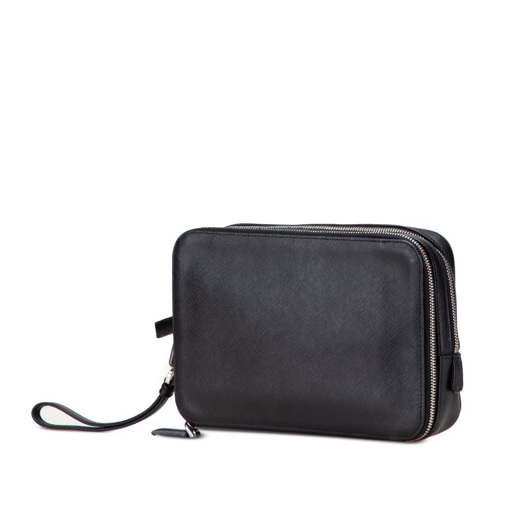 Prada Saffiano Portfolio Double Zip Clutch - Back view