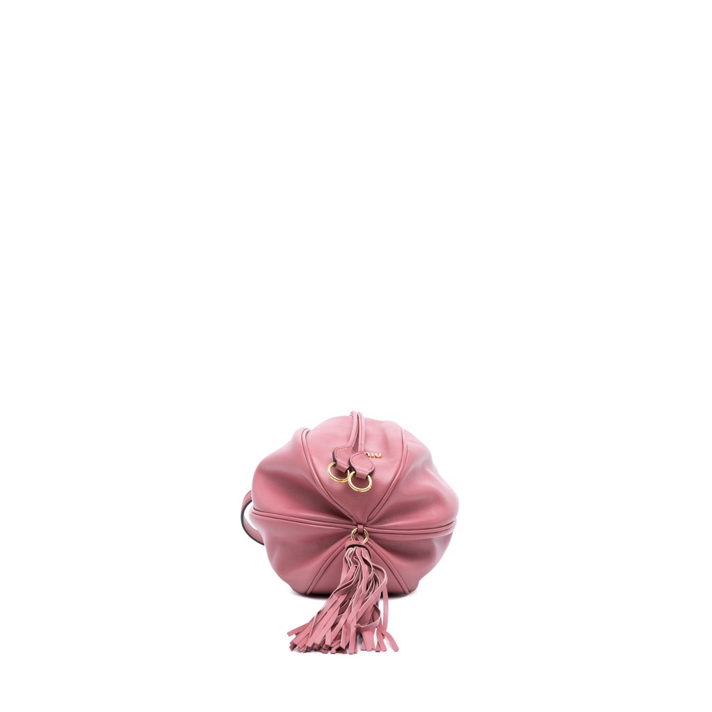 Miu Miu Leather Tassel Accent Bucket Bag - 3