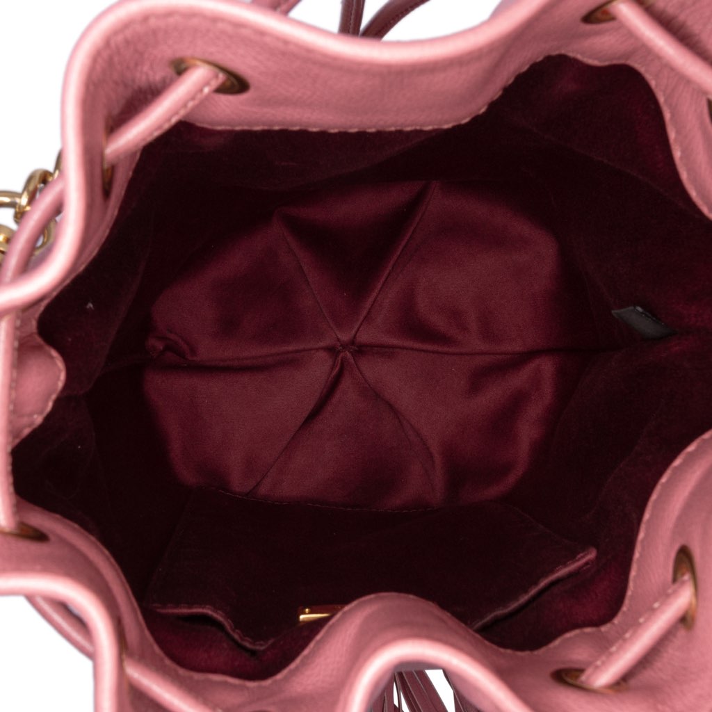 Miu Miu Leather Tassel Accent Bucket Bag - 4