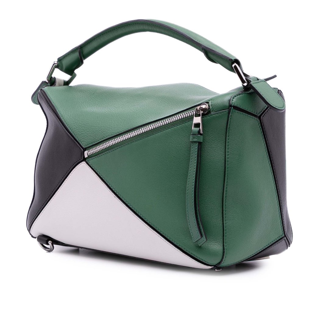 Loewe Medium Tricolor Calfskin Puzzle Satchel - Back view