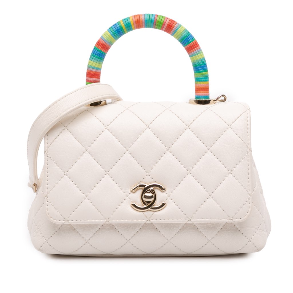 Chanel Extra Mini Quilted Goatskin Rainbow Top Handle Flap