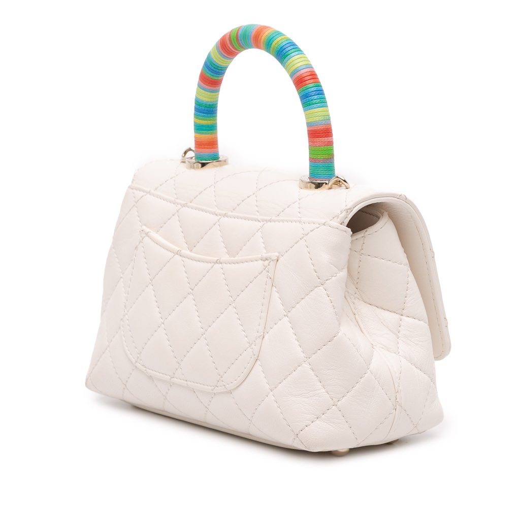 Chanel Extra Mini Quilted Goatskin Rainbow Top Handle Flap - 2