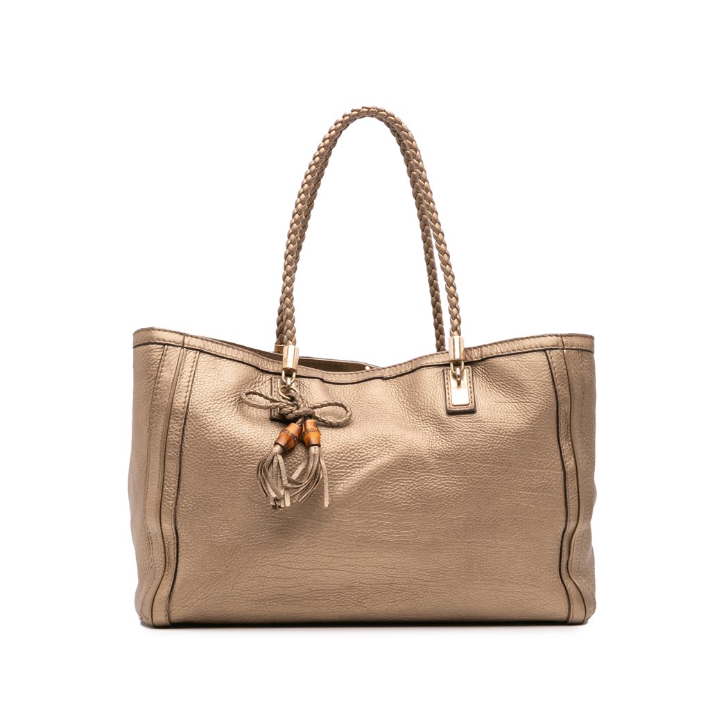 Gucci Metallic Grained Leather Bella Tote