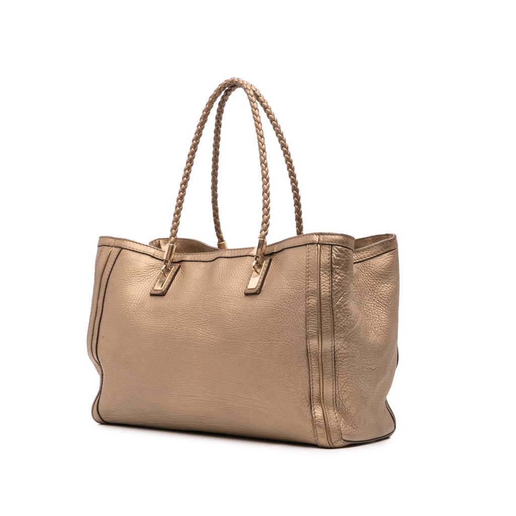 Gucci Metallic Grained Leather Bella Tote - Back view