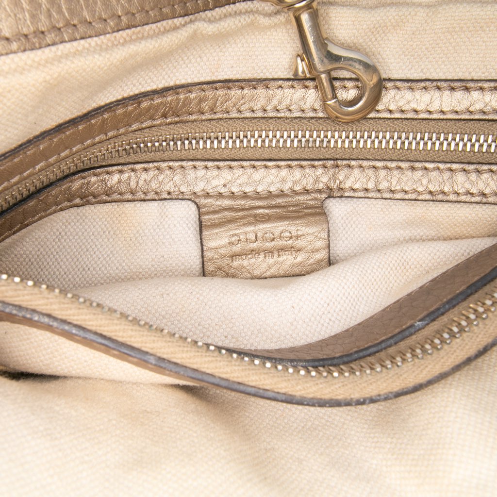 Gucci Metallic Grained Leather Bella Tote - Side view