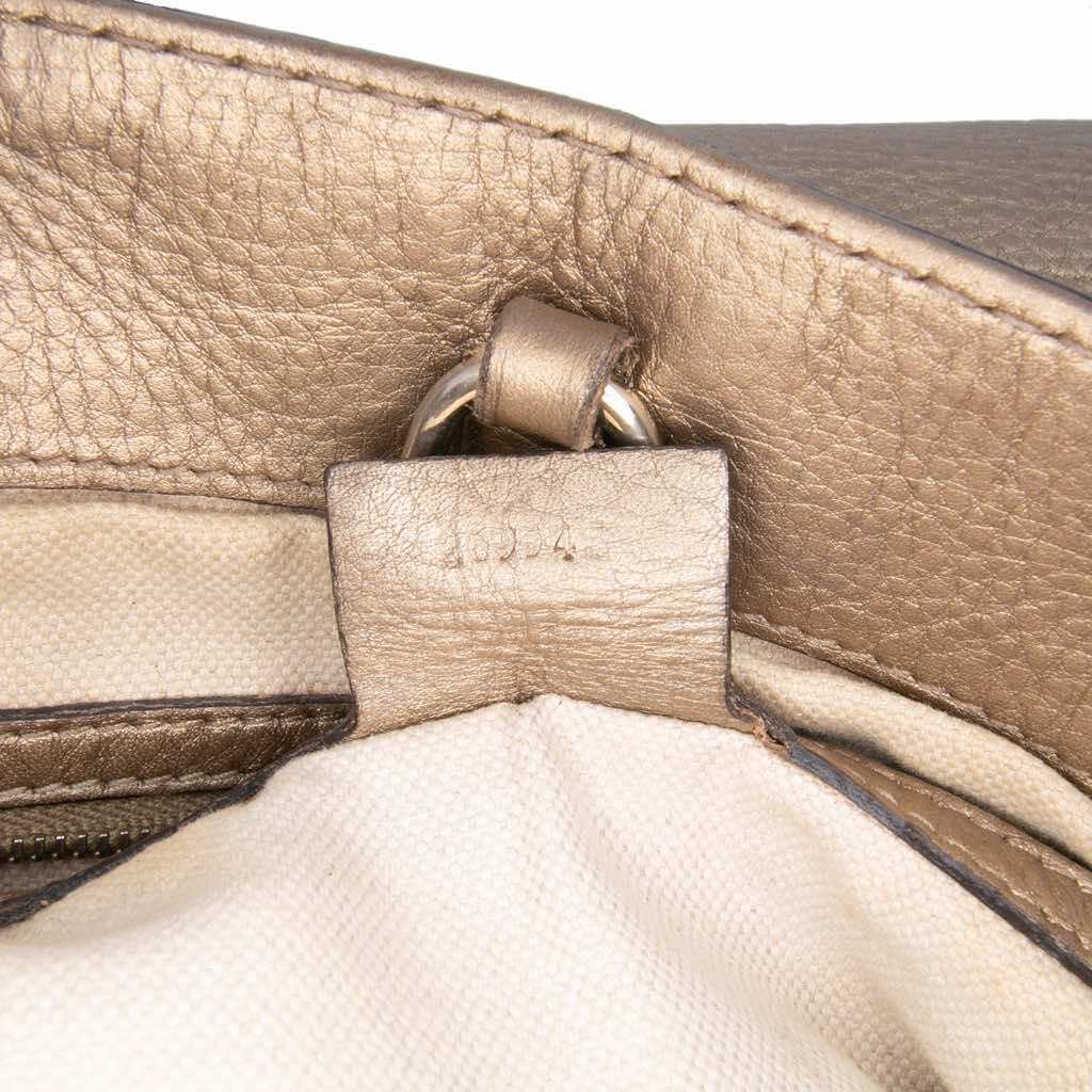 Gucci Metallic Grained Leather Bella Tote - Detail 1
