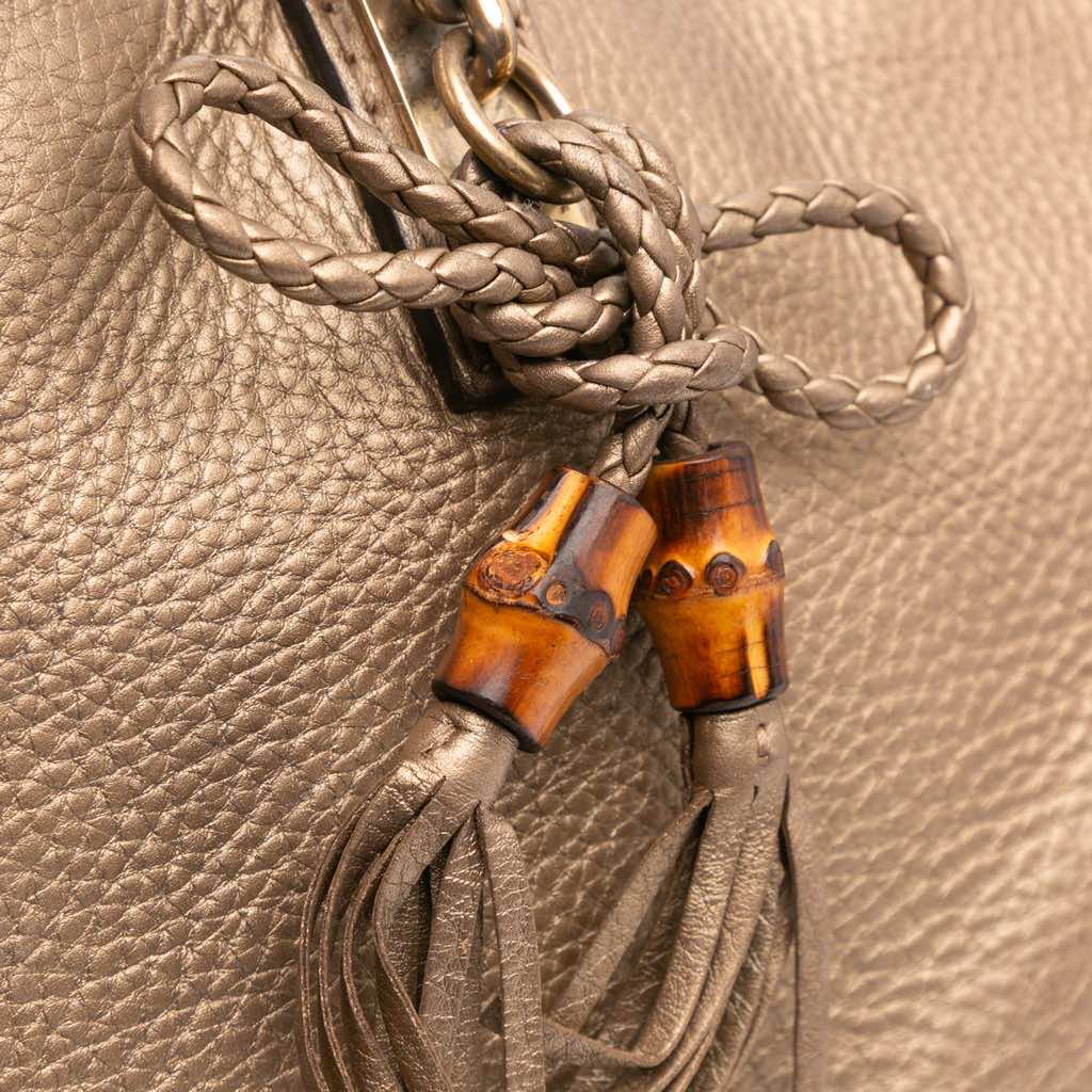 Gucci Metallic Grained Leather Bella Tote - Image 10