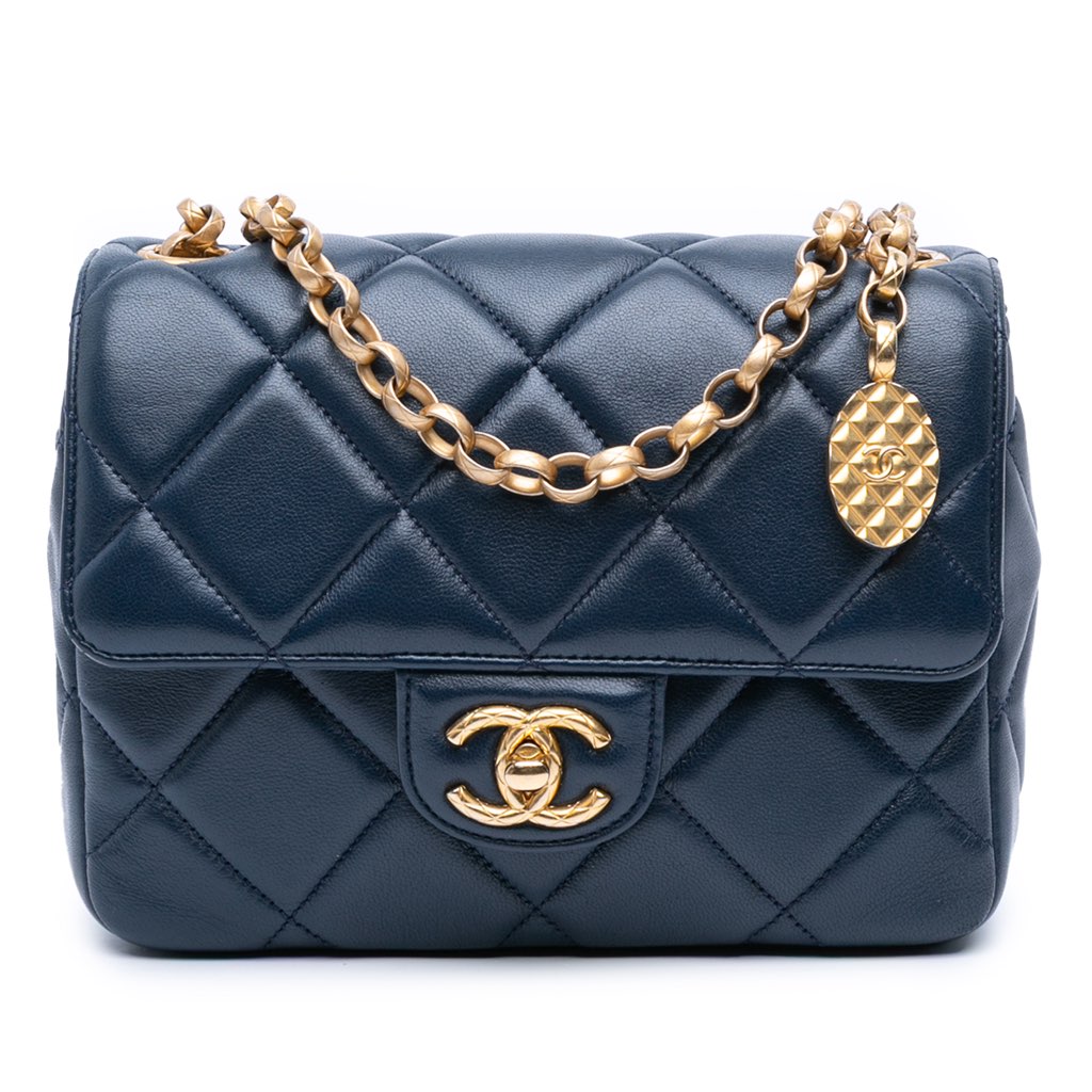 Chanel Mini Square Quilted Lambskin Bijoux Logo Chain Flap