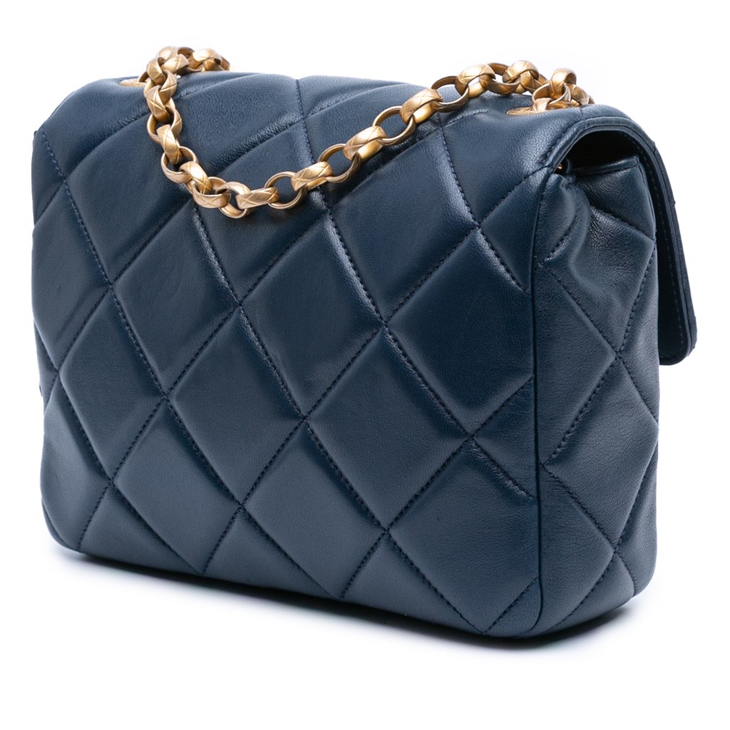 Chanel Mini Square Quilted Lambskin Bijoux Logo Chain Flap - Back view