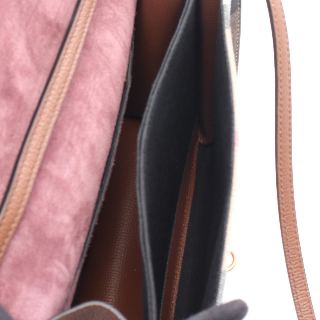 Burberry Small Leather and House Check Canvas Derby Macken Crossbody - 3