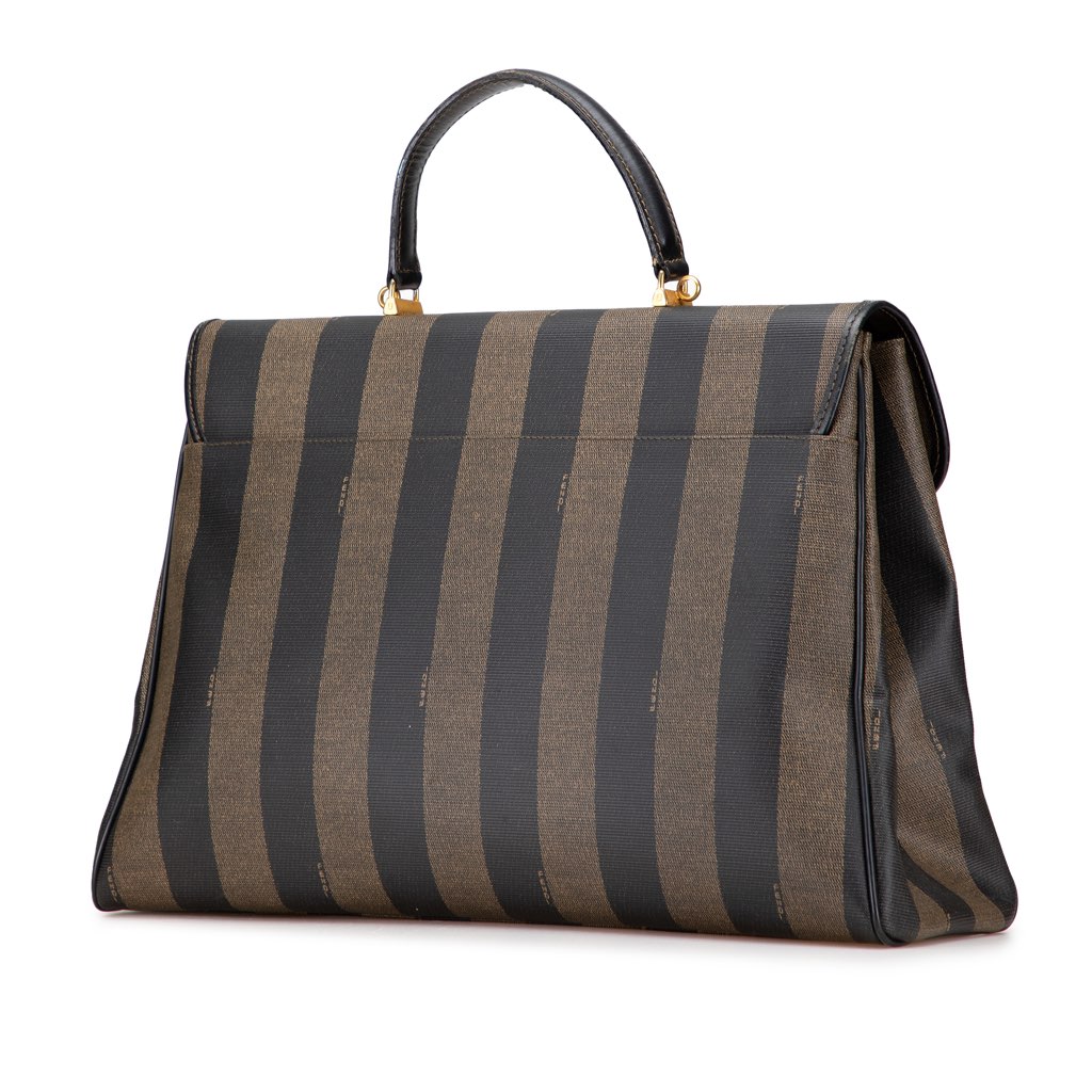 Fendi Pequin Coated Canvas Handbag - Back view