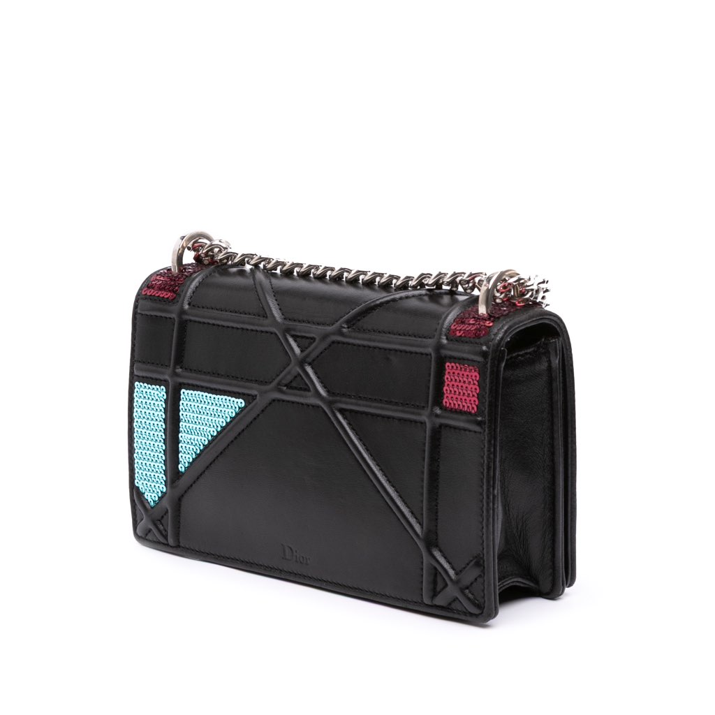 Dior Mini Lambskin Sequin Diorama Flap - Back view