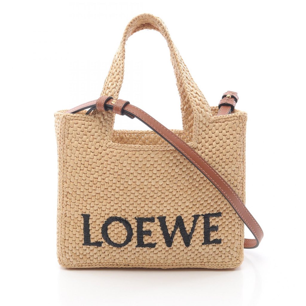 Loewe Mini Raffia Font Tote