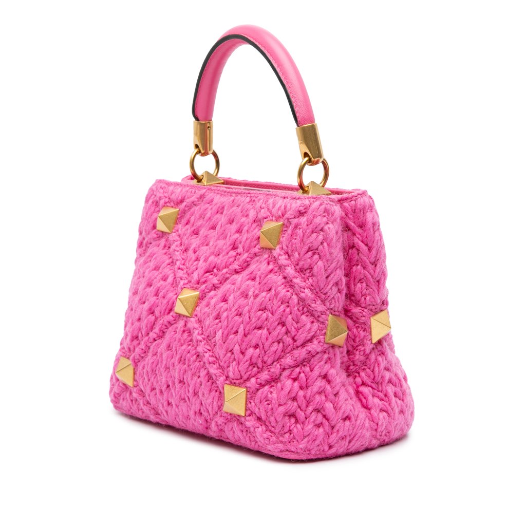 Valentino Small Woven Wool Roman Stud The Handle Bag - 2