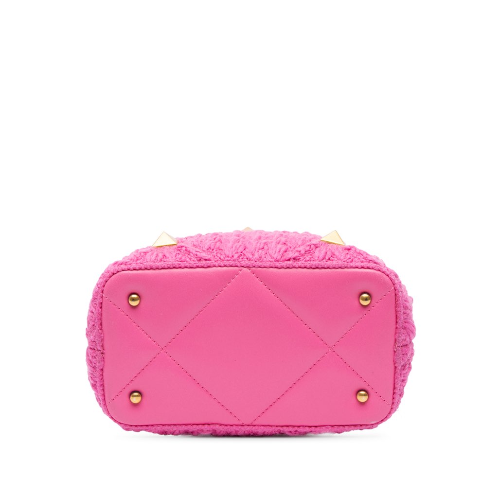 Valentino Small Woven Wool Roman Stud The Handle Bag - 3