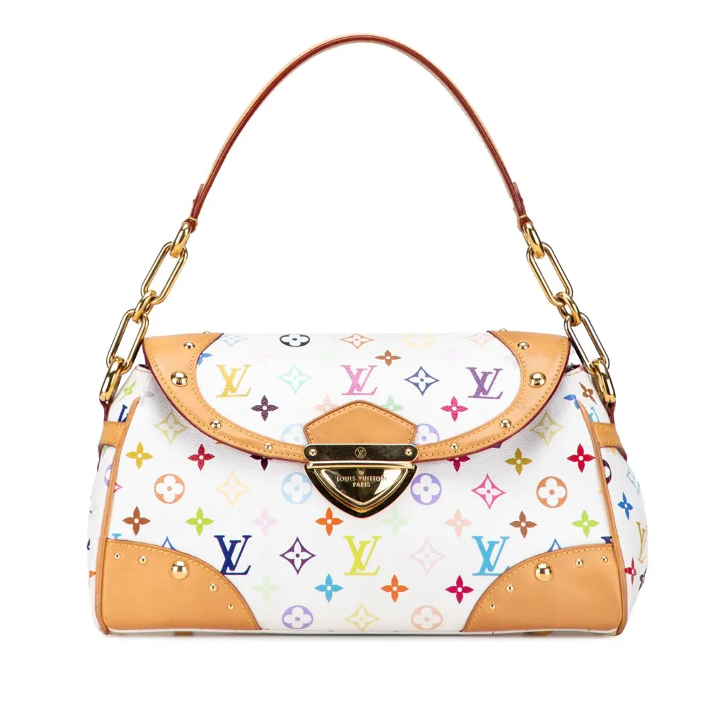 Louis Vuitton Monogram Multicolore Beverly MM White Canvas Good - Front View