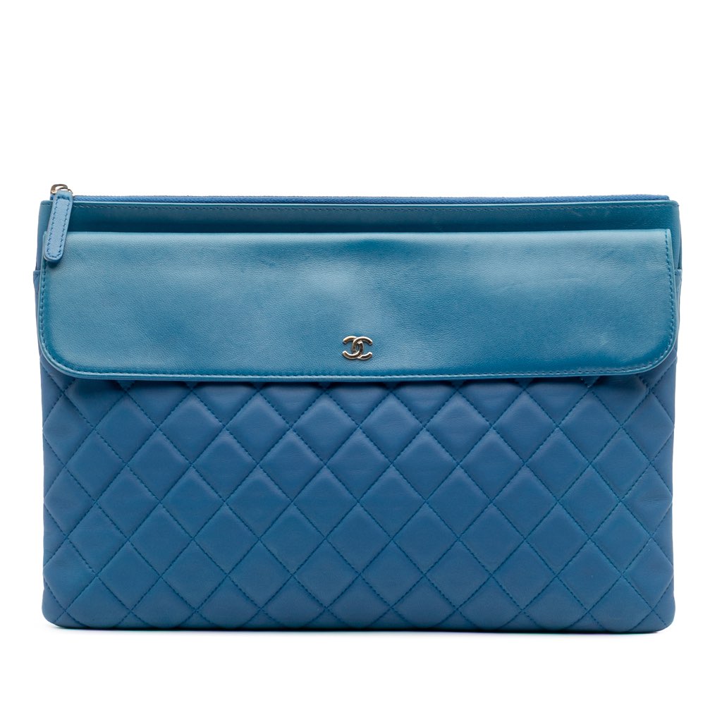 Chanel Large Quilted Lambskin Flap O Case Clutch