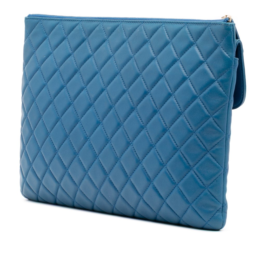 Chanel Large Quilted Lambskin Flap O Case Clutch - Back view