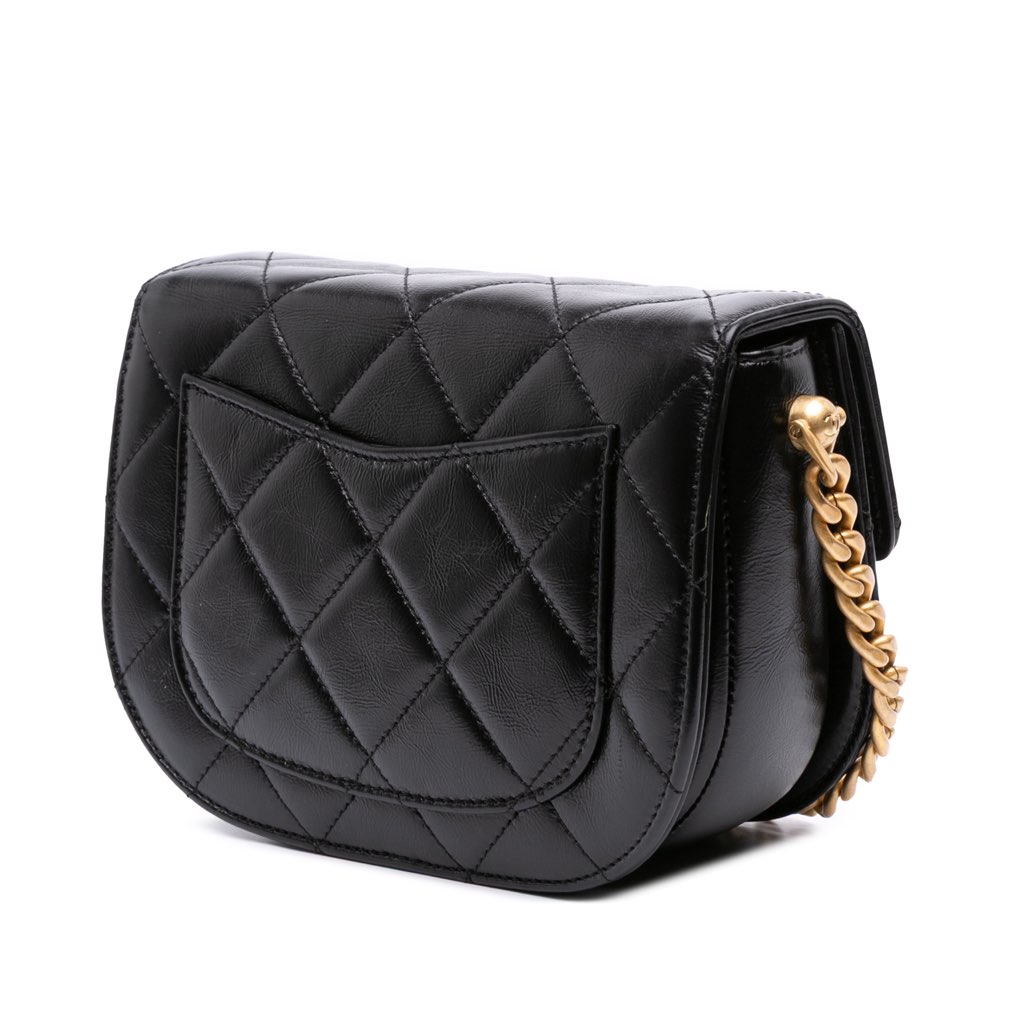 Chanel CC Quilted Calfskin Round Moon Messenger Flap - Back view