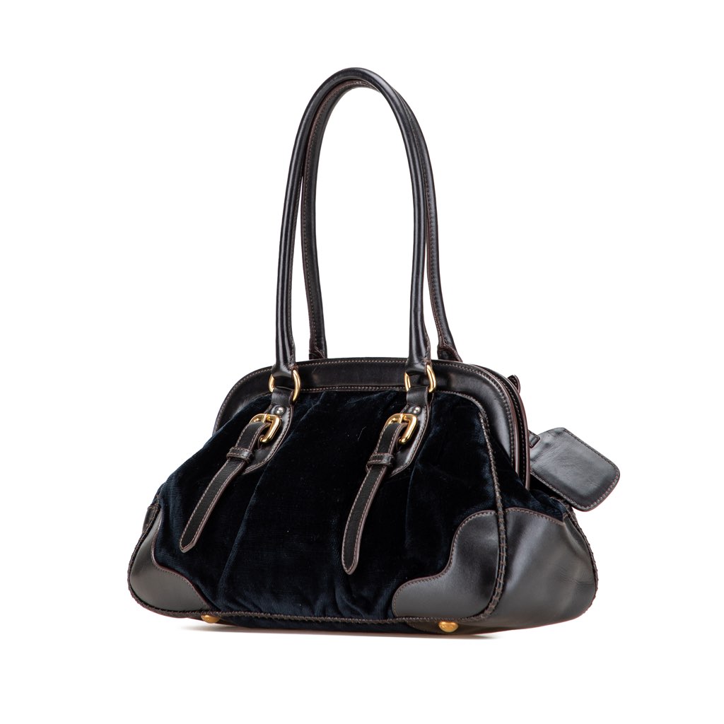 Prada Velvet Logo Frame Shoulder Bag - 2