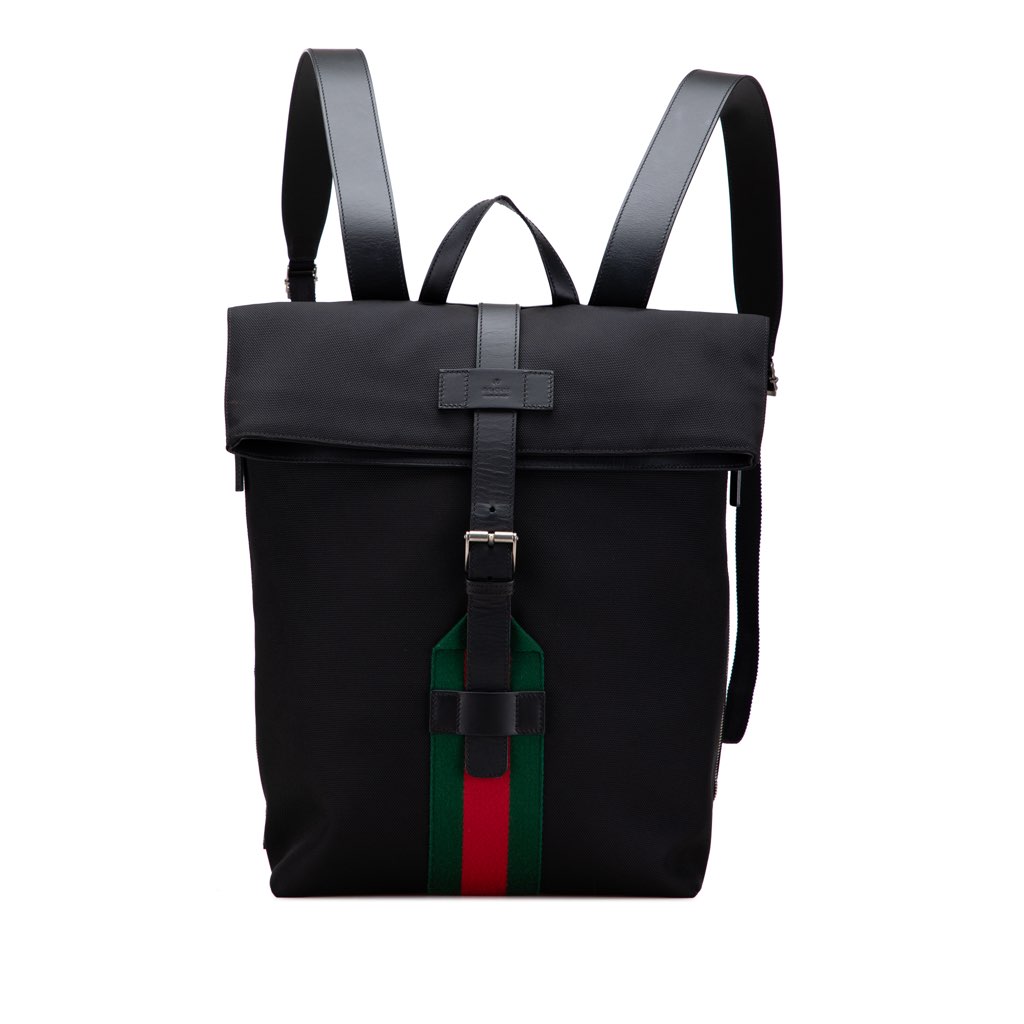 Gucci Canvas Techno Web Fold Over Backpack