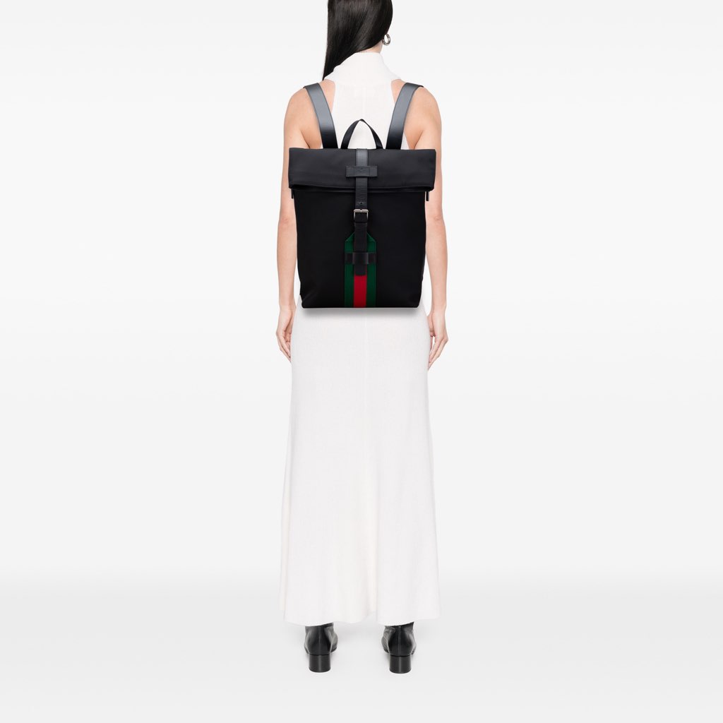 Gucci Canvas Techno Web Fold Over Backpack - Image 13