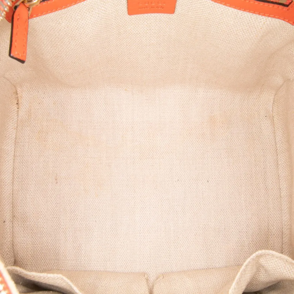 Gucci Small GG Canvas Belted Satchel Brown Canvas Good - Model View
