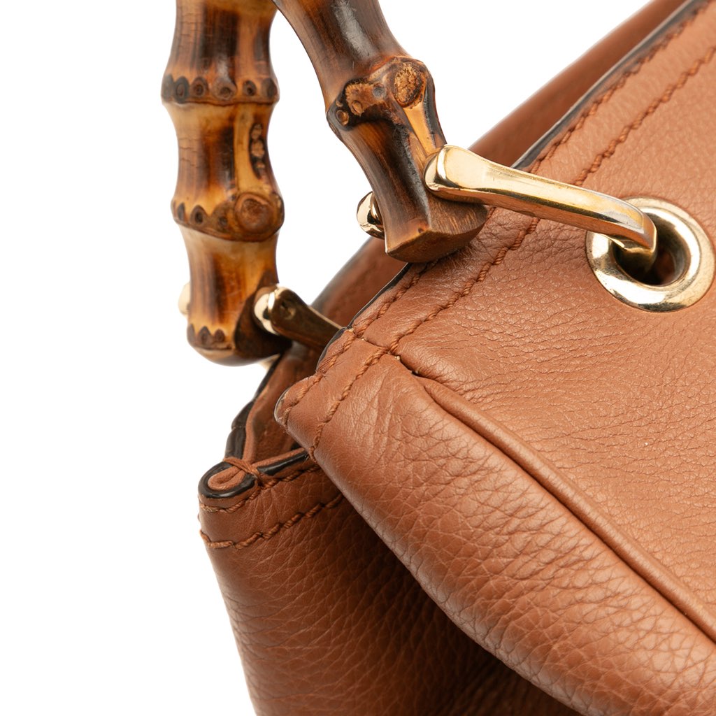 Gucci Small Calfskin Bamboo Shopper Satchel - Image 11
