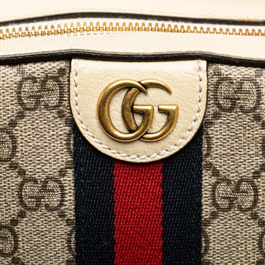 Gucci Small GG Supreme Textured Calfskin Web Ophidia Camera Bag - Image 13
