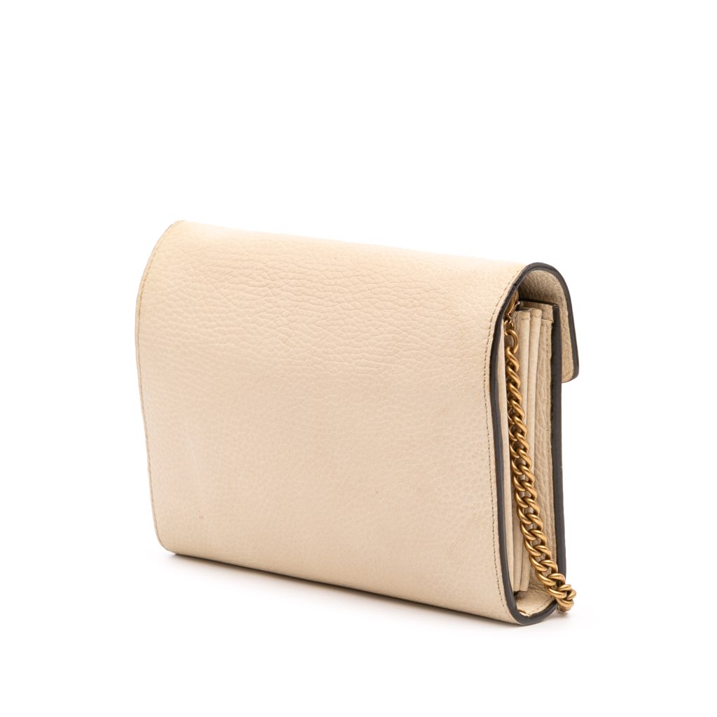 Gucci Mini Pebbled Calfskin Garden Dionysus Wallet on Chain - Back view