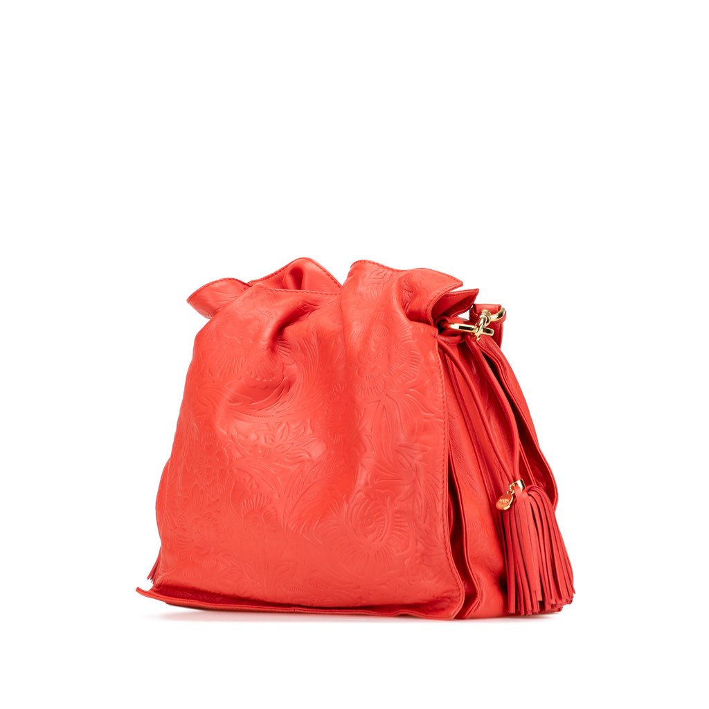 Loewe Embossed Leather Flamenco Tassel Crossbody - Back view