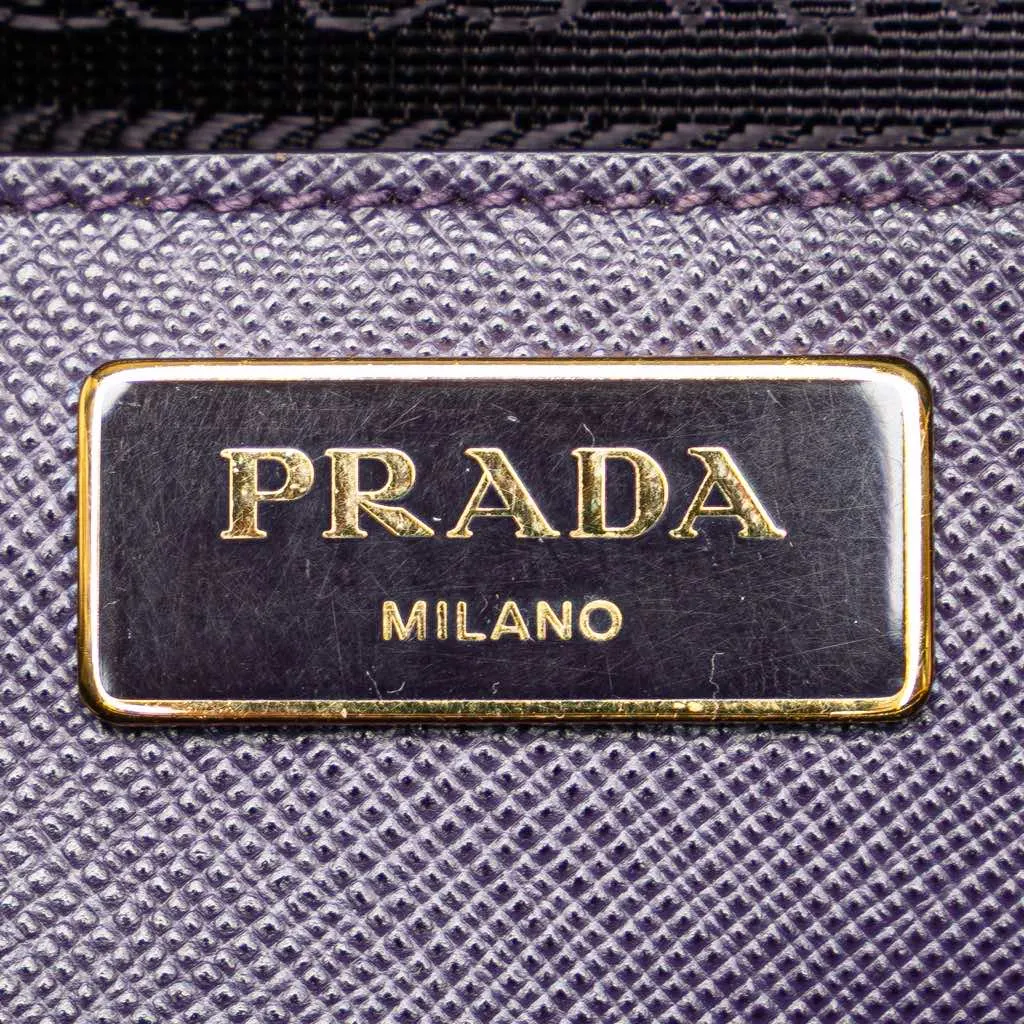 Prada Medium Saffiano Lux Promenade Satchel Purple Leather Good - Box View