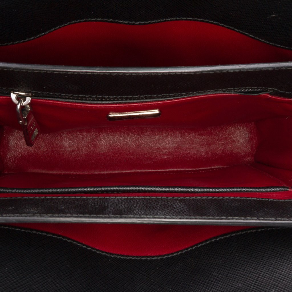 Prada Saffiano Studded Turn Lock Top Handle Bag - 4
