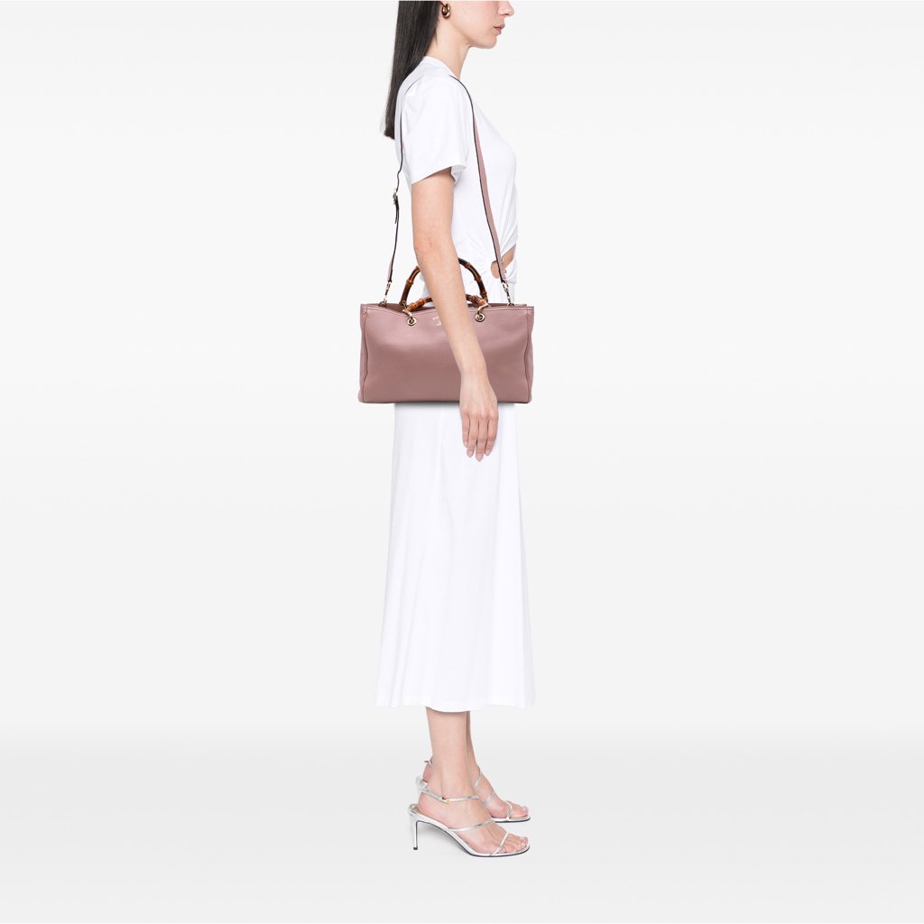 Gucci Medium Calfskin Bamboo Shopper Satchel - Image 12