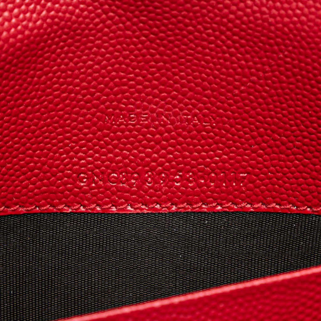 Saint Laurent Grain De Poudre Chevron Monogram Envelope Wallet on Chain - 5