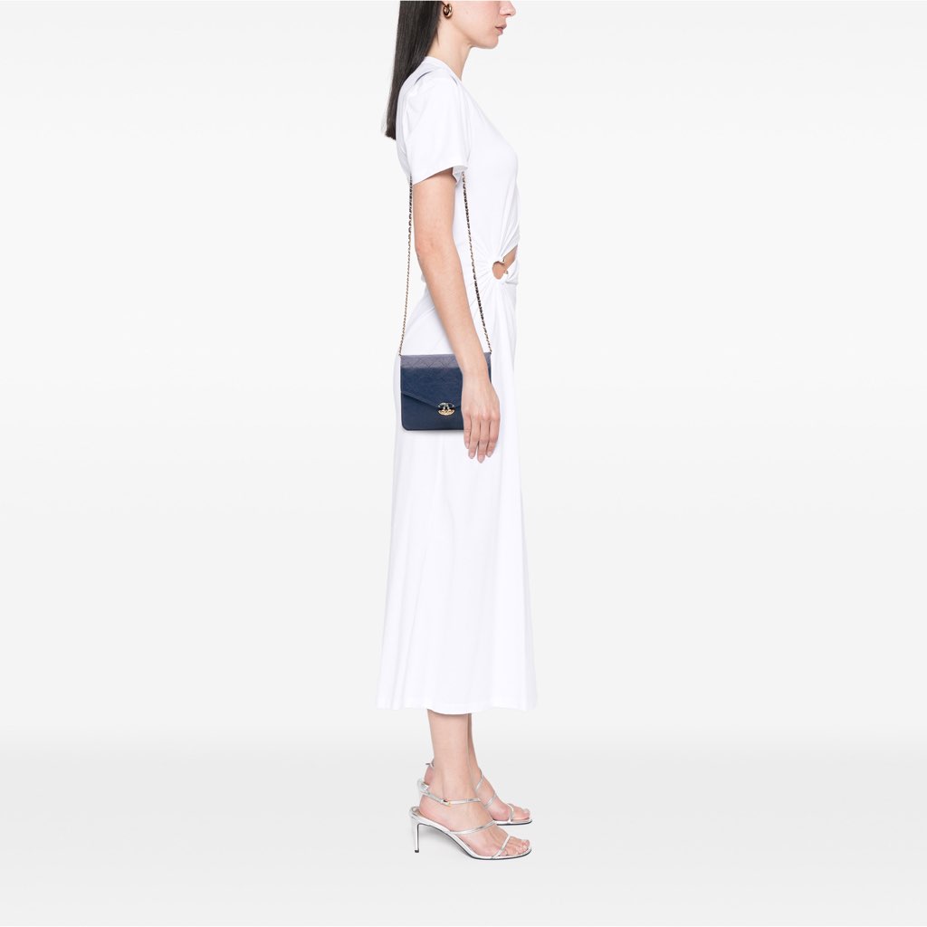 Chanel Square Quilted Grained Calfskin Cuba Thread Around Wallet On Chain - Image 13