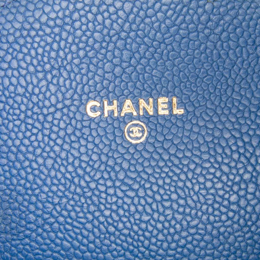 Chanel Square Quilted Grained Calfskin Cuba Thread Around Wallet On Chain - Side view