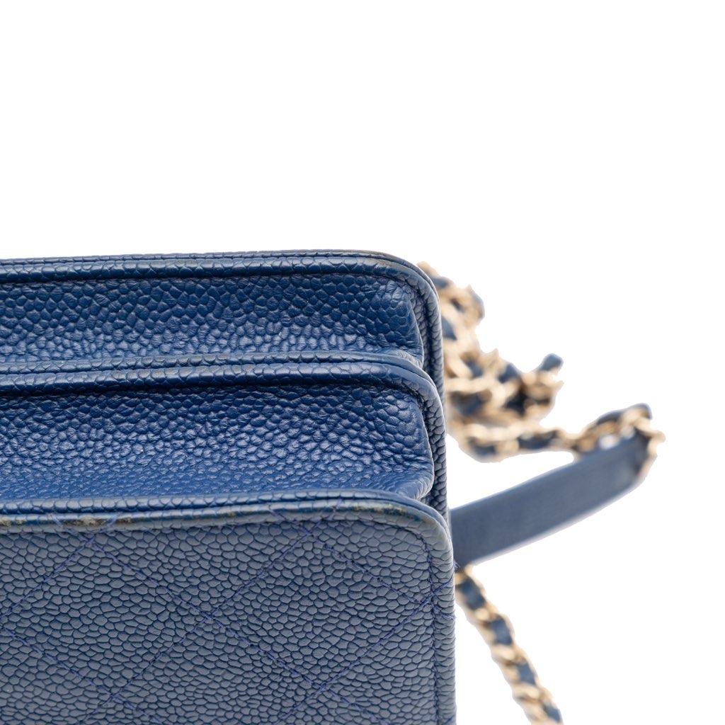 Chanel Square Quilted Grained Calfskin Cuba Thread Around Wallet On Chain - Image 10