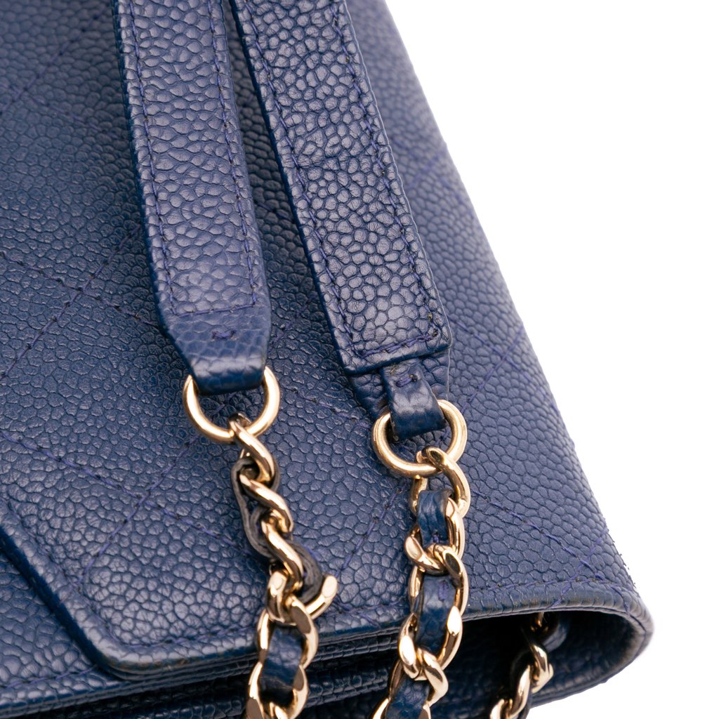 Chanel Square Quilted Grained Calfskin Cuba Thread Around Wallet On Chain - Image 12