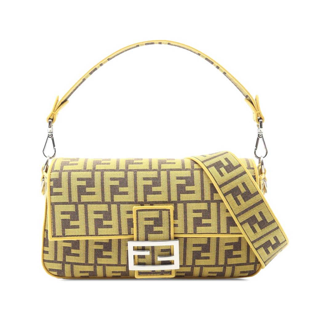 Fendi FRGMT Zucca Embroidered Canvas Baguette Satchel