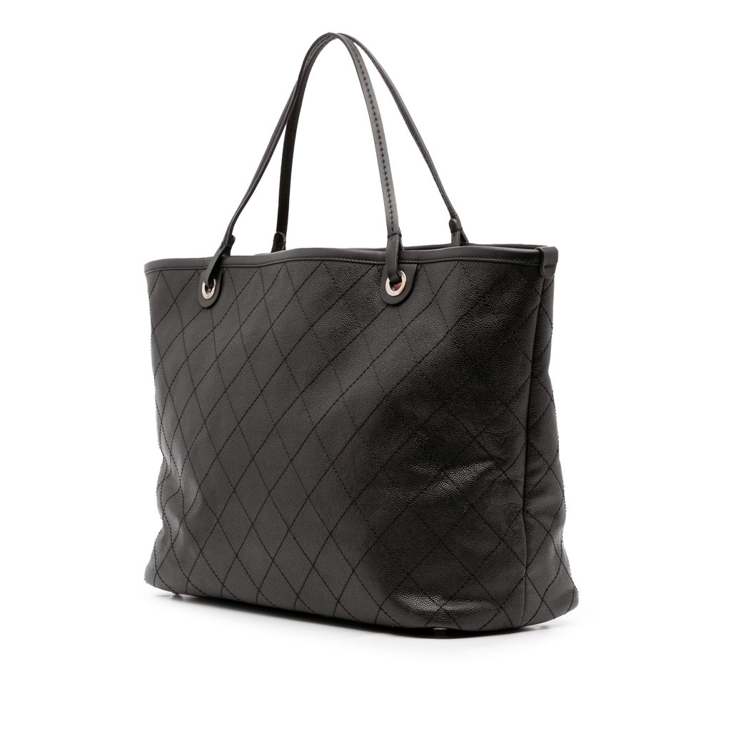 Chanel XL Quilted Caviar Shopping Fever Tote - Back view