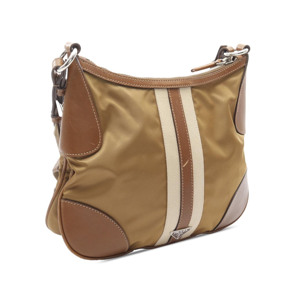 Prada Leather Trimmed Tessuto Stripe Crossbody - Back view