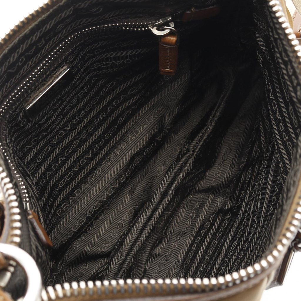 Prada Leather Trimmed Tessuto Stripe Crossbody - Image 6