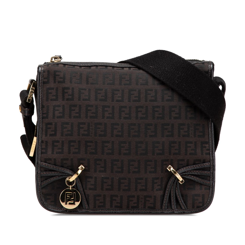 Fendi Small Zucchino Canvas F Charm Crossbody