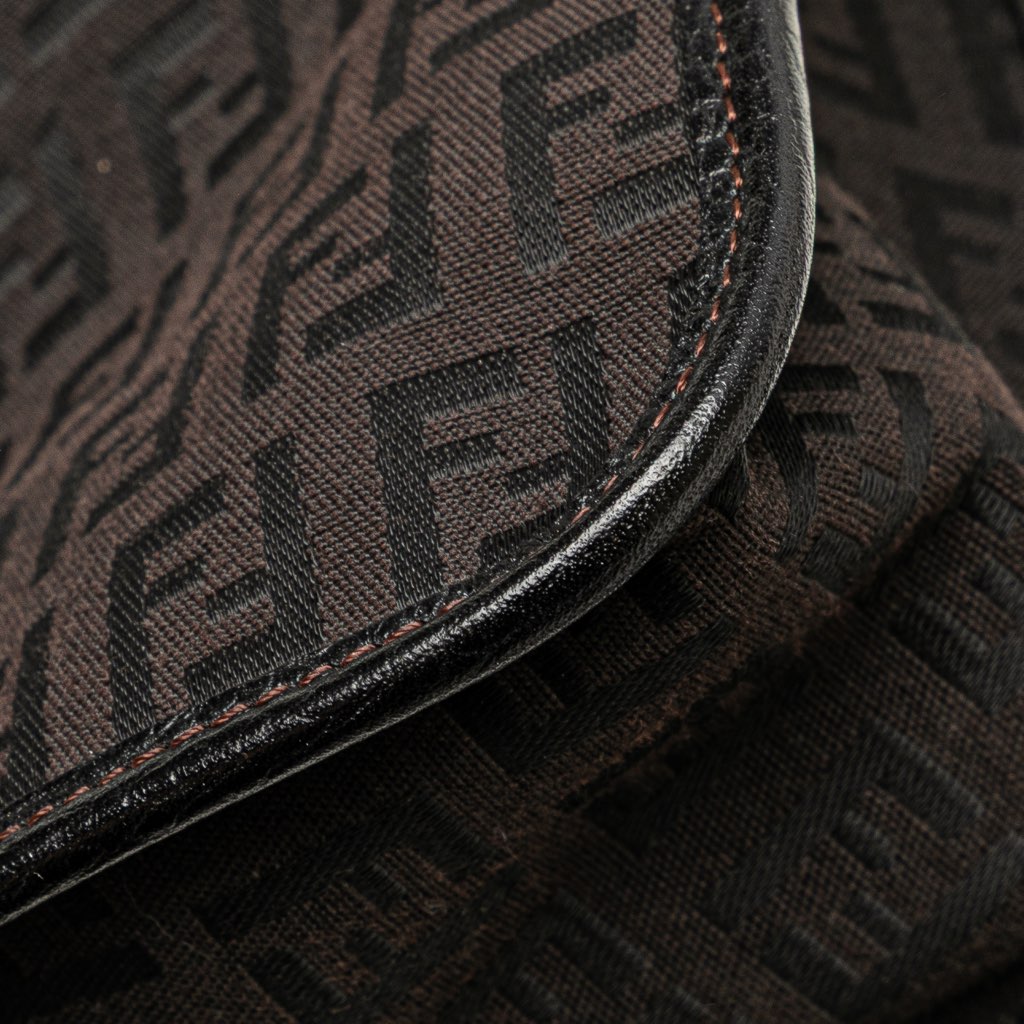 Fendi Small Zucchino Canvas F Charm Crossbody - Image 13